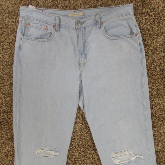 Levi's Jeans Women's 32 Light Wash Low Pro Straight Distressed Loose Baggy Denim - Picture 3 of 10